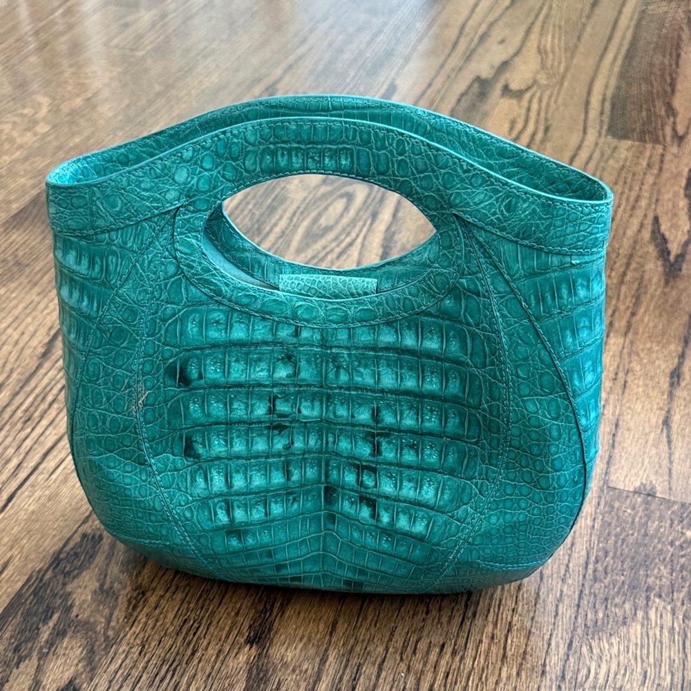 Vintage Nancy Gonzalez Turquoise Genuine Crocodile Handbag
